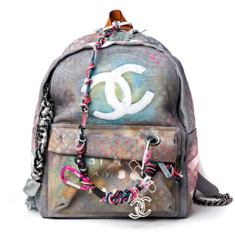 chanel canvas graffiti backpack